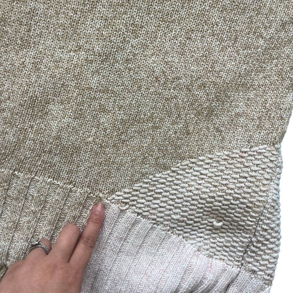 525 America Asymmetrical Neutral Colorblock Cotton Sweater Size Large - Picture 6 of 8